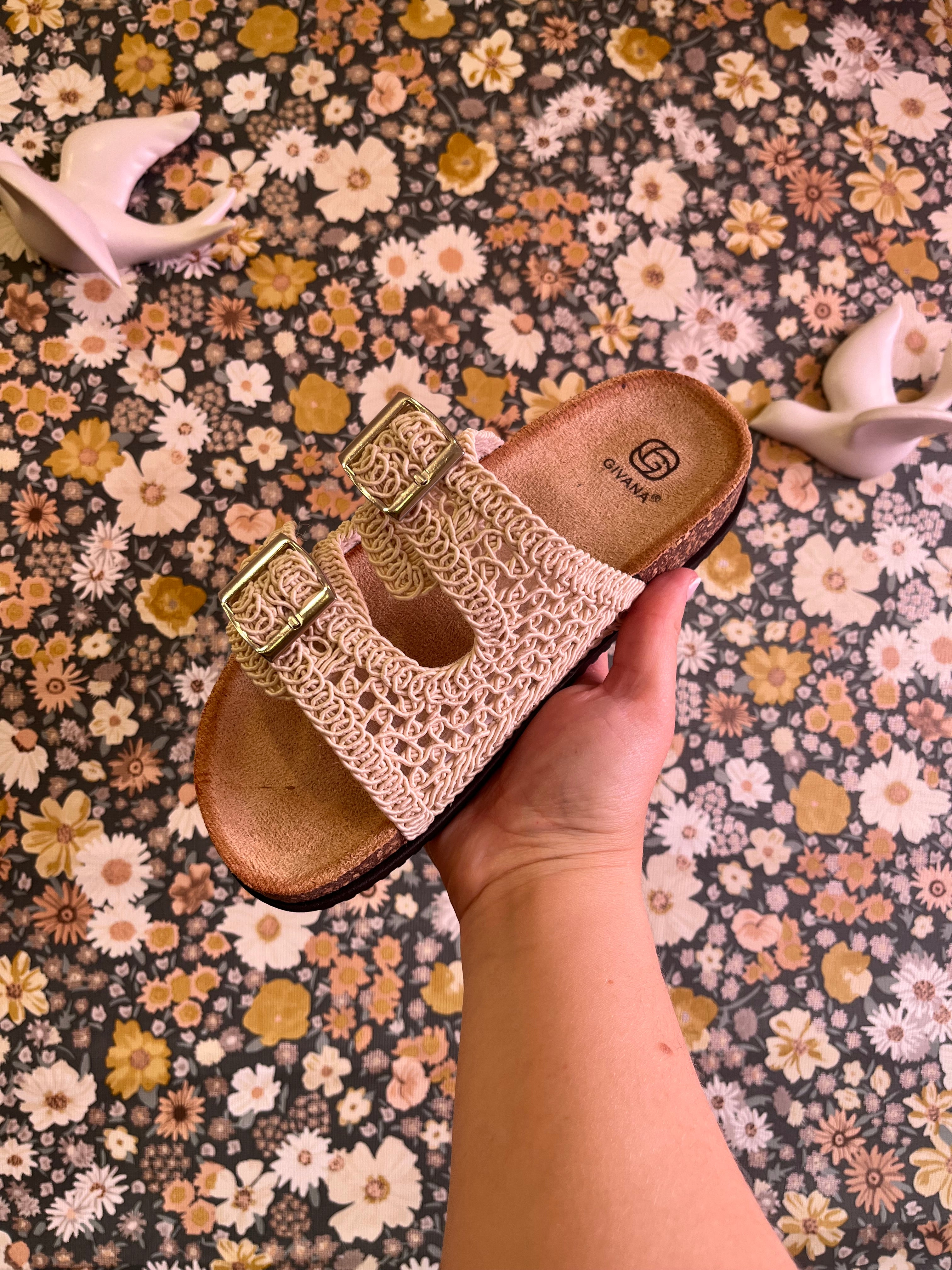 Mule crochet beige