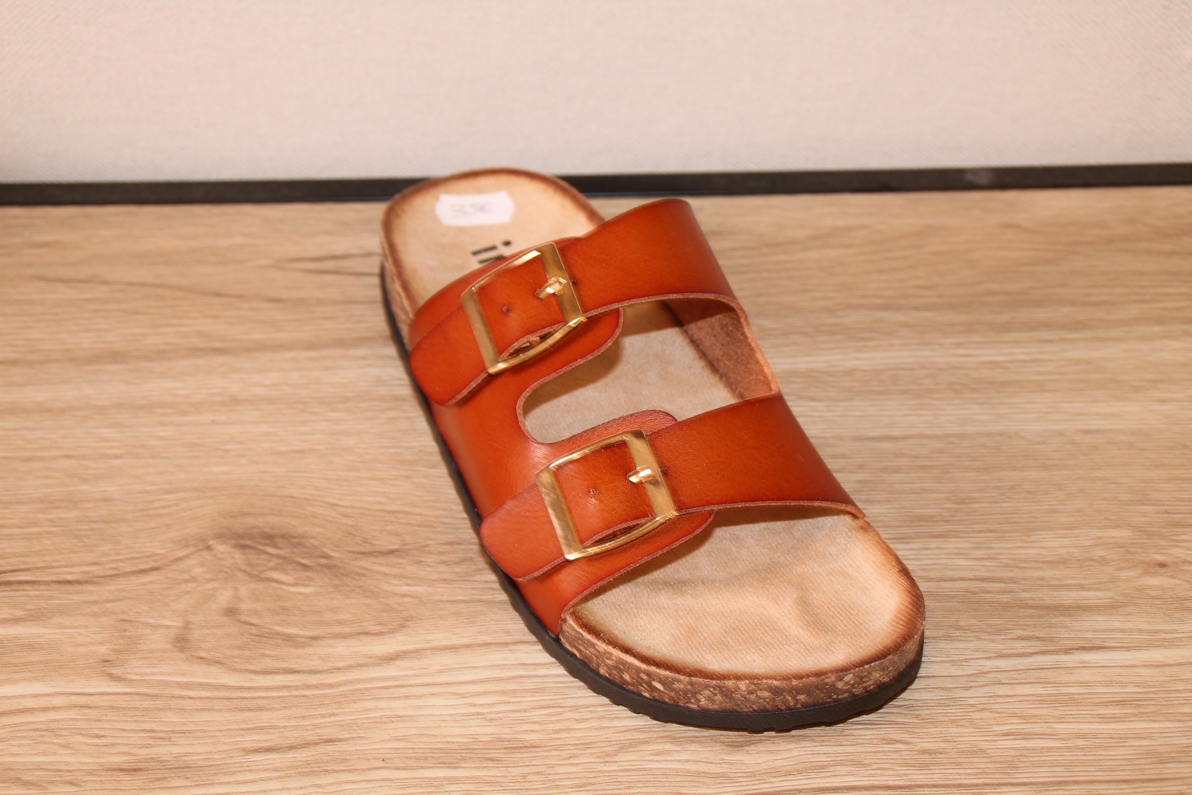 Mule à double boucle cognac