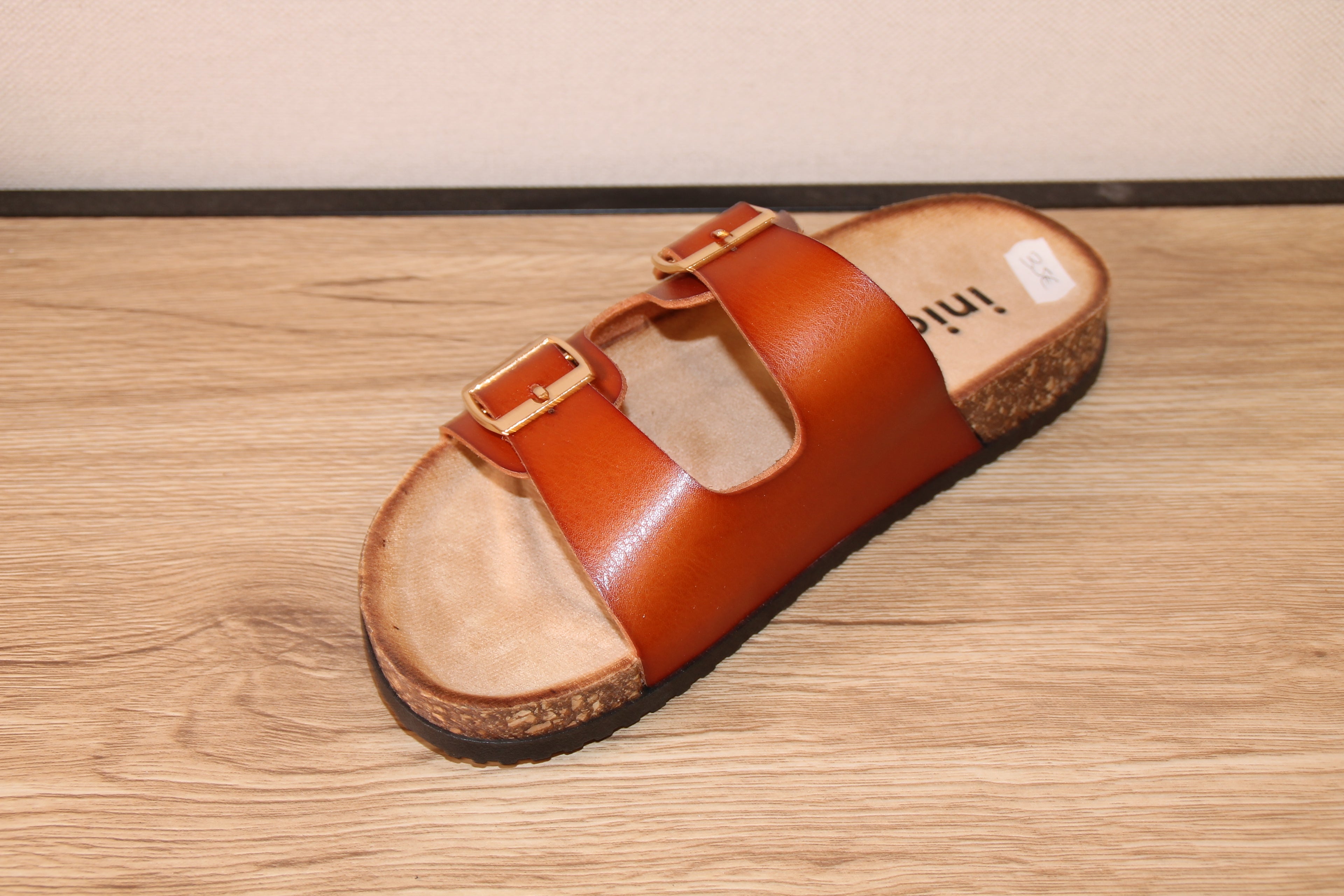 Mule à double boucle cognac